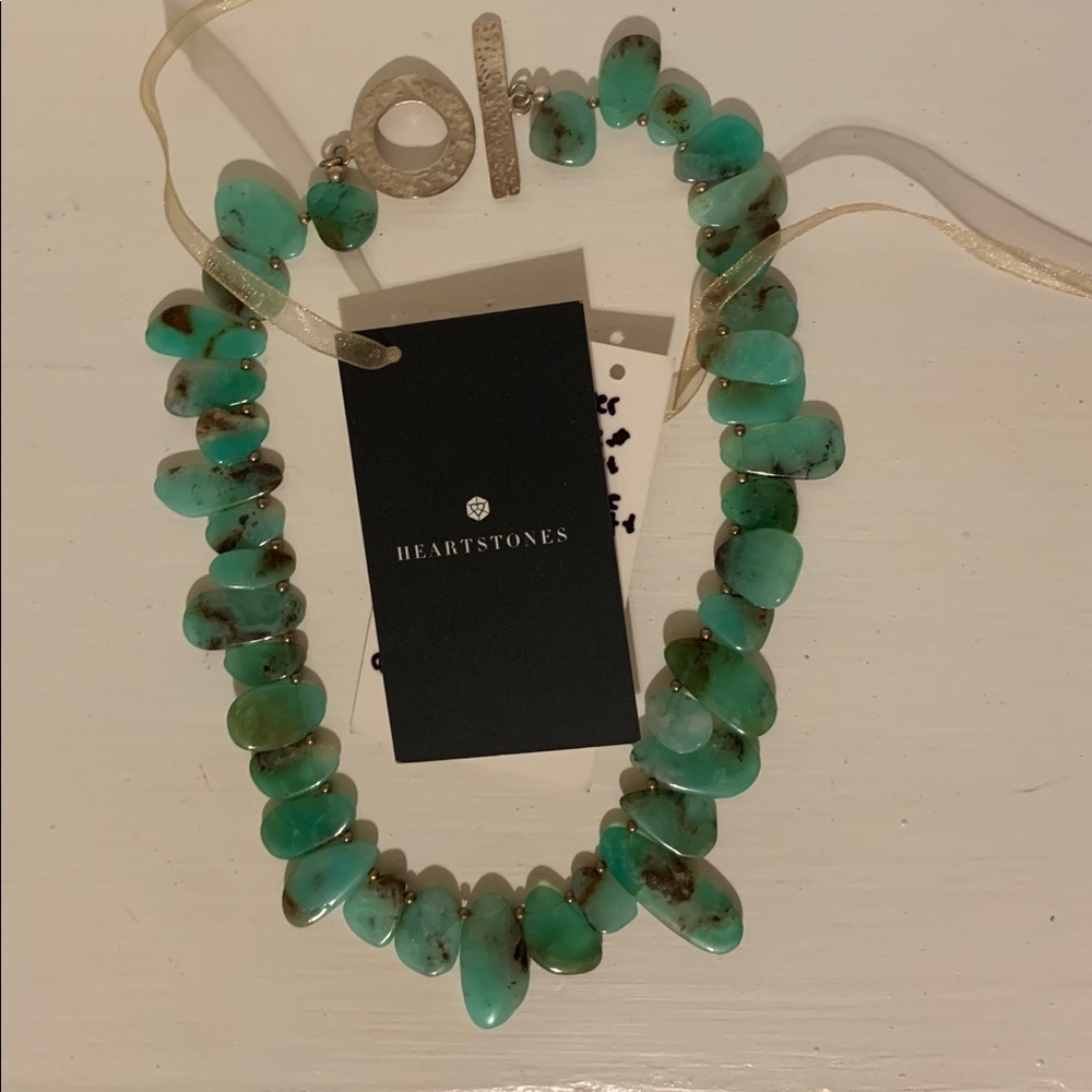 Heartstones sterling silver chrysoprase necklace